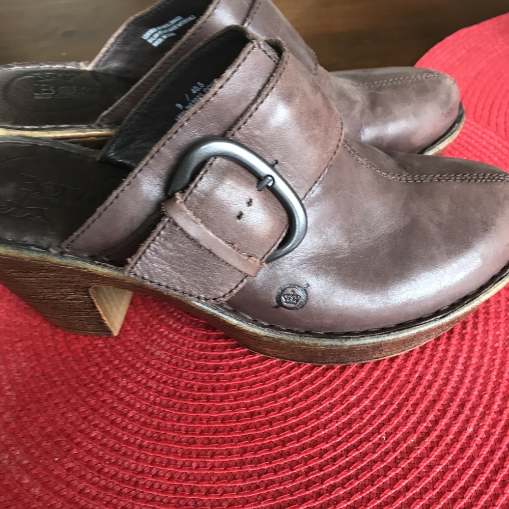 Born Brown Leather Clogs